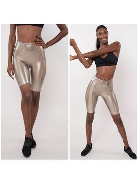 Heroine Sport Bike Shorts Marvel Metallic Liquid Quartz Champagne Short